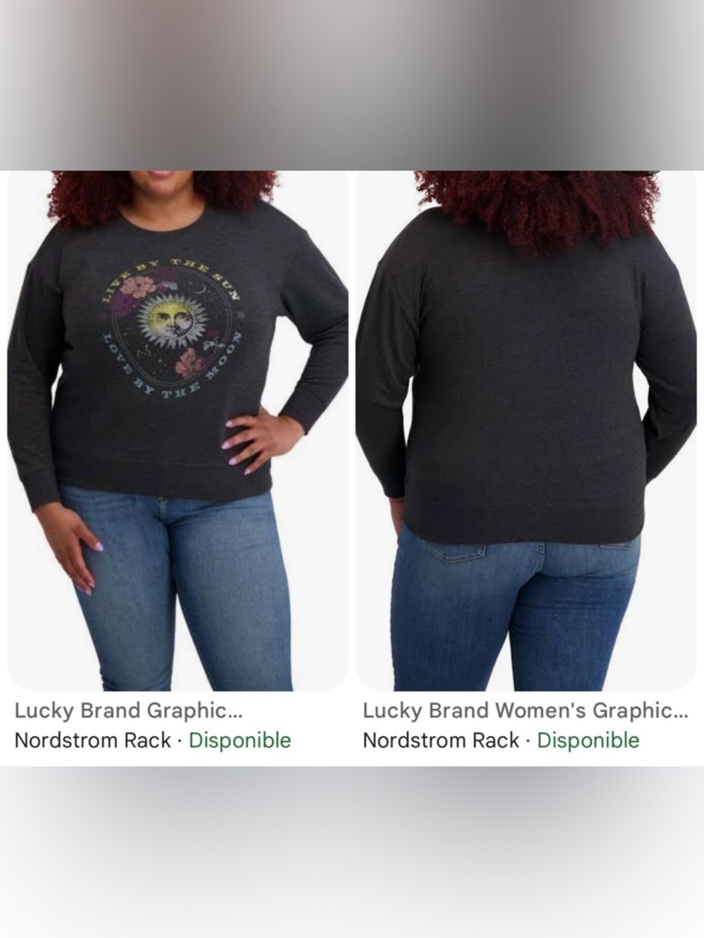 Lucky Brand Charcoal Sun & Moon Crewneck Sweatshirt